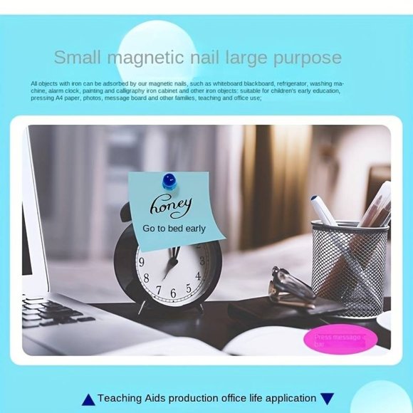 Push Pin Magnets, 100 Pcs 7 Colors Refrigerator Magnets, Colorful and Practical - Picture 5 of 6